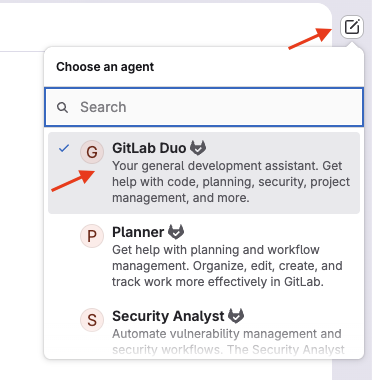 Start a chat and choose an agent.