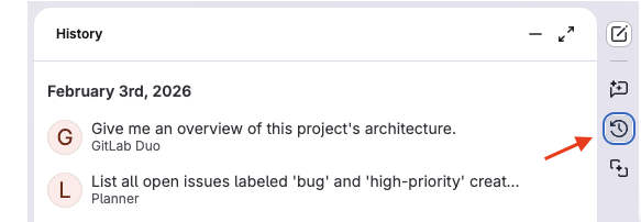 The chat history list.